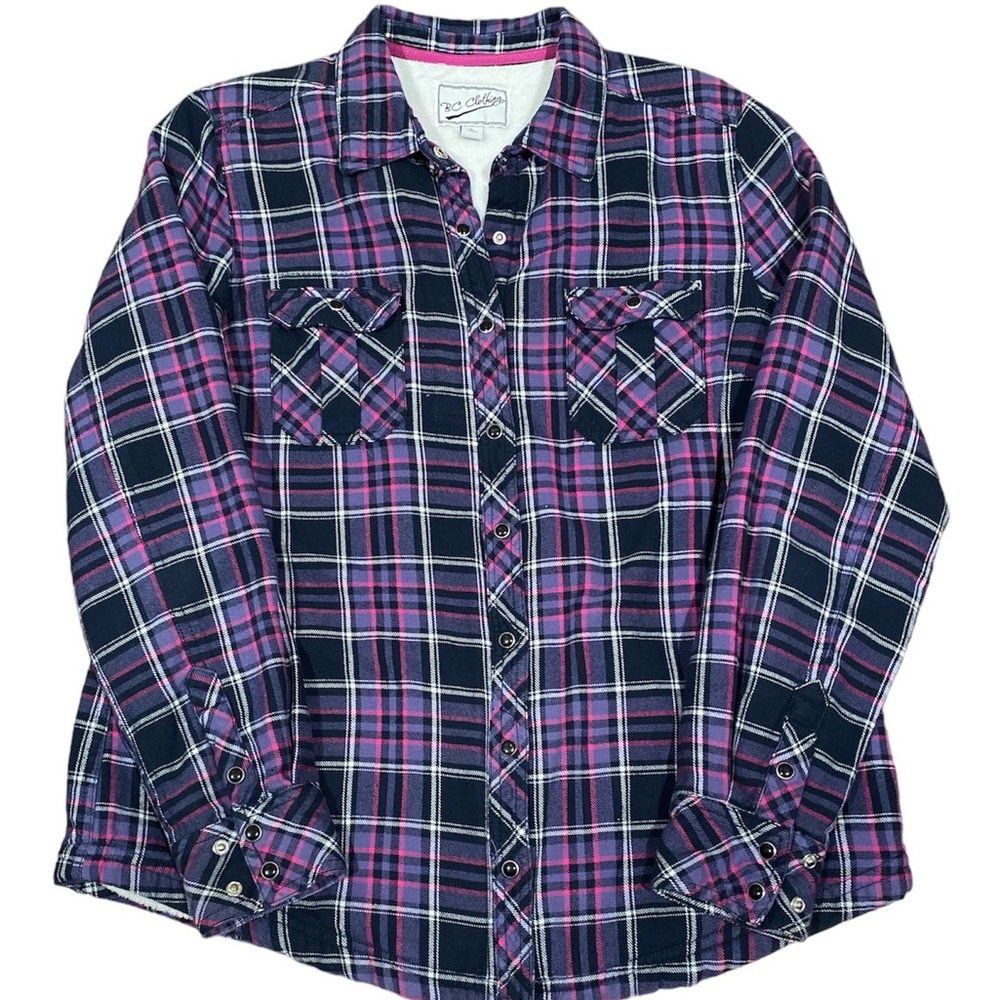 BC Clothing Sherpa Lined, Snap Front Plaid Flannel